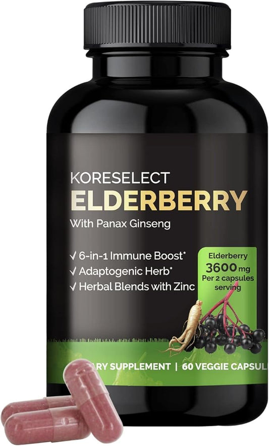 Elderberry Capsules with Panax Ginseng 6-in1 Herbal 60 Capsules