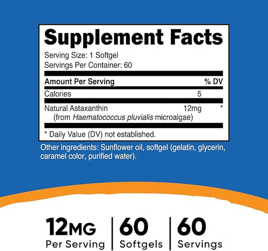 Nutricost Astaxanthin 12mg, 60 Softgels (2 Month