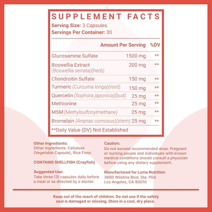 Luma Nutrition Glucosamine Chondroitin MSM 90 Capsules