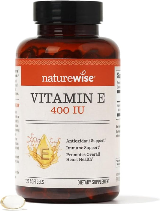 NatureWise Vitamin E 400 IU Softgels (180mg DL-Alpha) 4-Month Supply, 120 Count