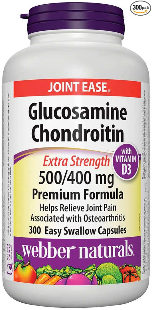 Webber Naturals Glucosamine Chondroitin with vitamin D3, extra 500/400 mg, 300 Easy
