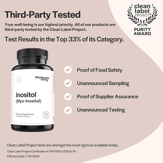 Inositol Supplement | Myo-Inositol Supplement | Inositol Powder Capsules | Myoinositol | Inositol 2000mg | Male and Female Fertility Supplement | Vitamin B8 | 120 Inositol Supplement Caps