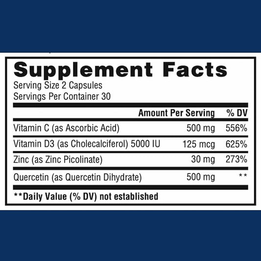 (2 Pack) ImmunoBlaster Zinc Quercetin 500mg 120 Count