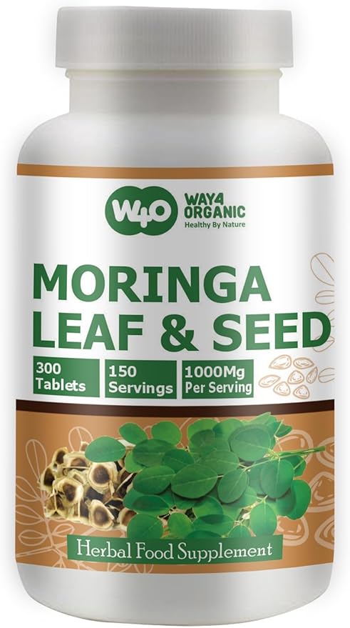 Moringa Oleifera Leaf and Seed Powder (80:20) Ratio 300 Pills(Tablets), 150 Servings, 1000 mg. 2.