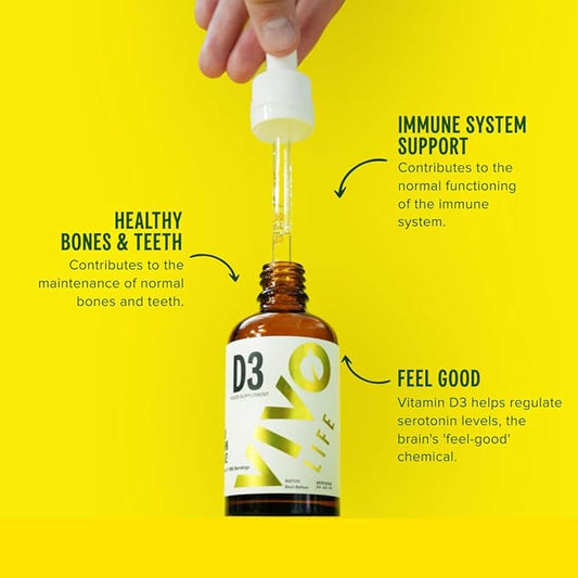 Vivo Life - Vitamin D3 K2, 50ml Liquid Complex Drops, 2000iu of D3, Vegan Health Supplement for Men and Women, 100 Servings