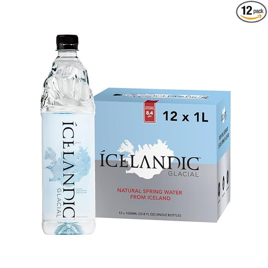 Icelandic Glacial Natural Spring Alkaline Water, 33.81 Fl Oz (Pack of 12), 405.6 Fl Oz