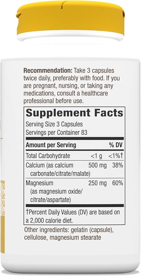 Nature's Way Calcium & Magnesium Mineral 750 mg 250 Capsules
