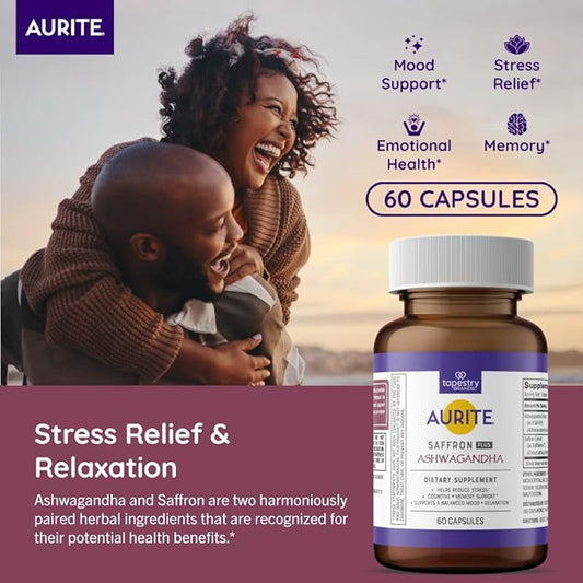 Saffron Ashwagandha Supplement 60 Count, (2 Months