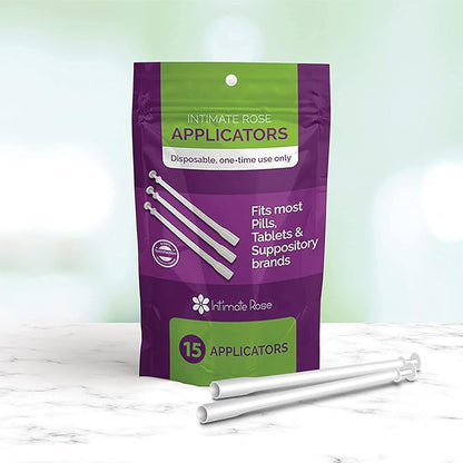 Intimate Rose 15 Count Vaginal Suppository Applicator - Fits Most Boric Acid Suppositories & Vaginal Suppository - Individually Wrapped Suppository Applicators from