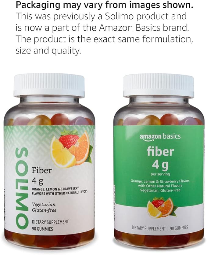 Amazon Basics (previously Solimo) Fiber 4g Gummy 90 Gummies (2 per