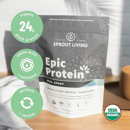 Sprout Living, Epic Protein, Plant Based 24 Grams (1 Pound, 12 Servings)