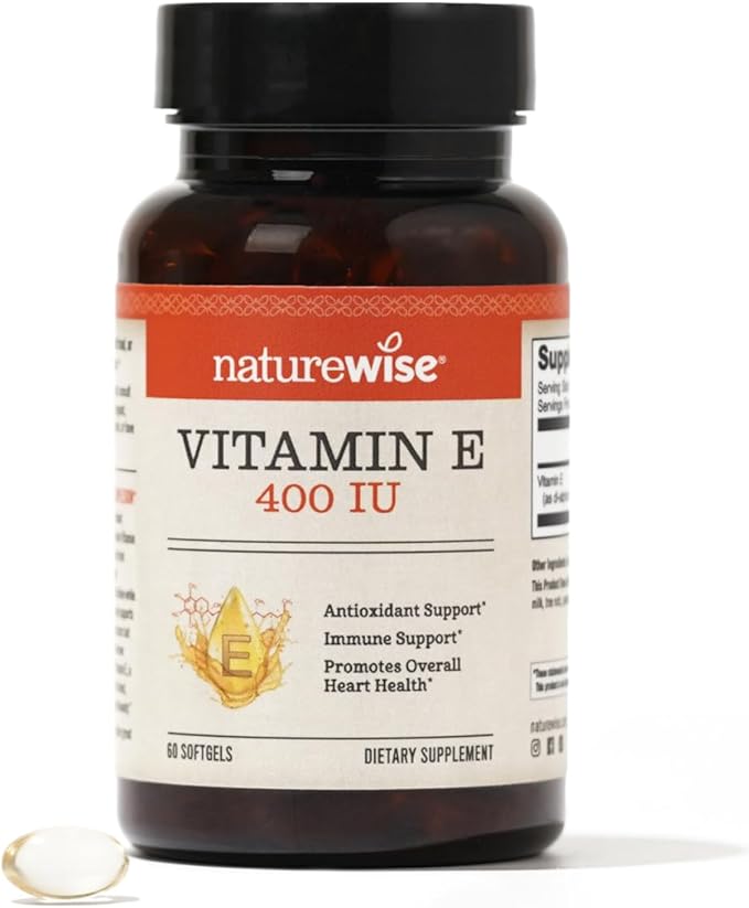 NatureWise Vitamin E 400 IU Softgels (180mg DL-Alpha) 2-Month Supply, 60 Count