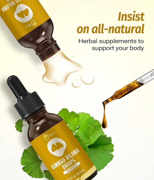 Ginkgo Biloba Liquid Extract, Organic Ginkgo 98% Absorption, 2 fl