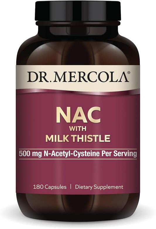 Dr. Mercola NAC with Milk Thistle, 90 Servings (180 Capsules), 500 mg