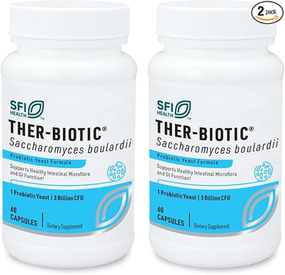 Klaire Labs Saccharomyces Boulardii - Probiotic Supplement to Help Support Healthy Yeast Balance, Immune & Digestive Health - Acid Resistant, Shelf-Stable & Hypoallergenic (60 Capsules / 2 Pack)