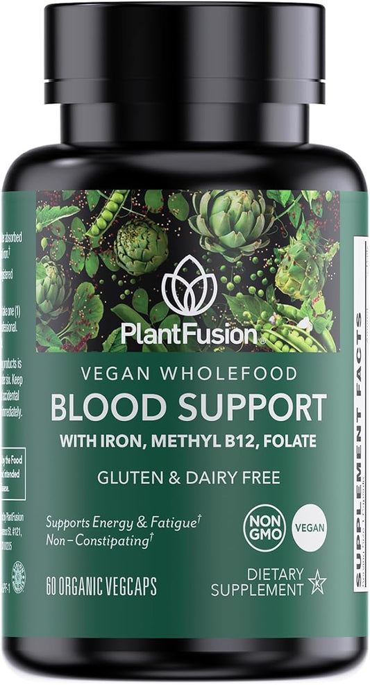 PlantFusion Vegan Iron Supplement for Women B12, Folate 60 Capsules