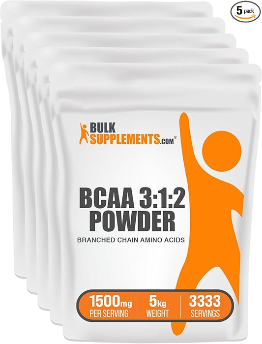 BulkSupplements.com BCAA 3:1:2 Powder - BCAA Supplements, BCAA Powder, Branched Chain Amino Acids - Unflavored & Gluten Free, 1500mg per Serving, 5kg (11 lbs) (Pack of 1)