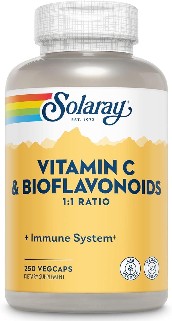 SOLARAY C w/Bioflavonoids, Veg Cap (Btl-Plastic) 500mg 100ct 100ct (250 (250 CT, 125 Serv.)