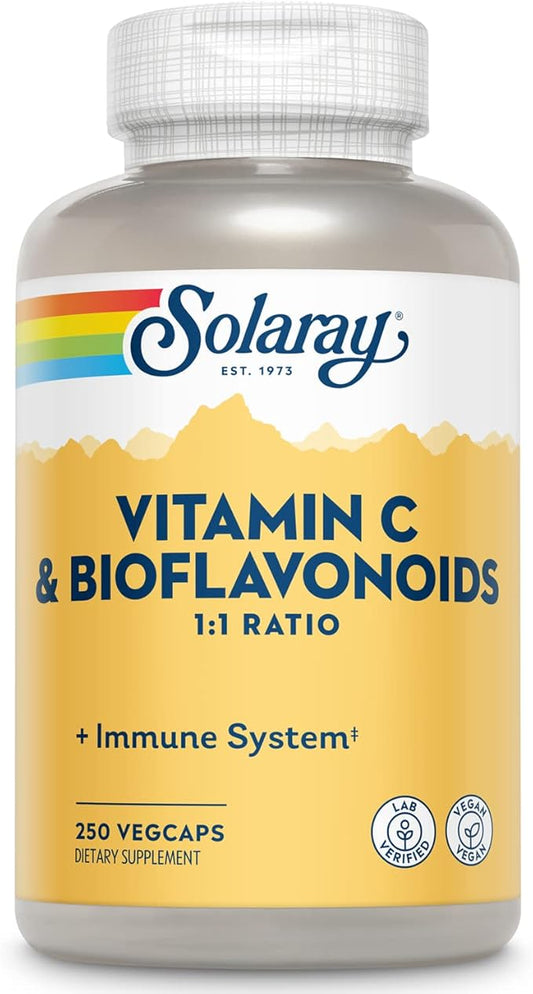 SOLARAY C w/Bioflavonoids, Veg Cap (Btl-Plastic) 500mg 100ct 100ct (250 (250 CT, 125 Serv.)