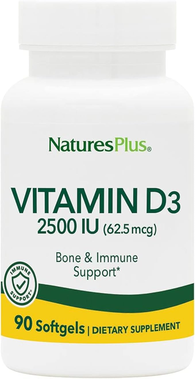 Natures Plus Vitamin D3 (Cholecalciferol) 2500 iu, 90 Softgels 90 Servings
