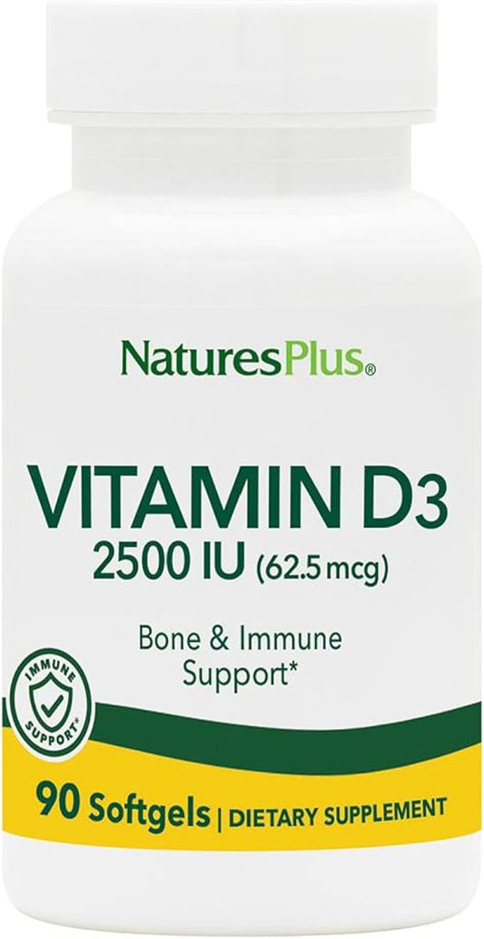 Natures Plus Vitamin D3 (Cholecalciferol) 2500 iu, 90 Softgels 90 Servings