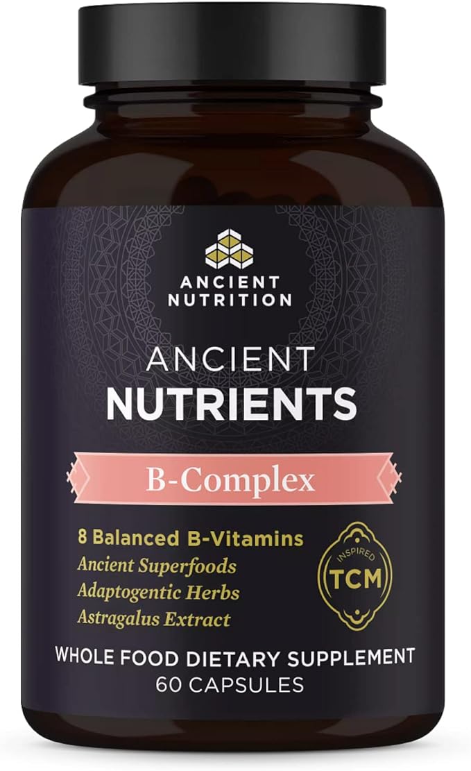 Ancient Nutrition Vitamin B Complex Supplement, 8 Balanced 60 Capsules