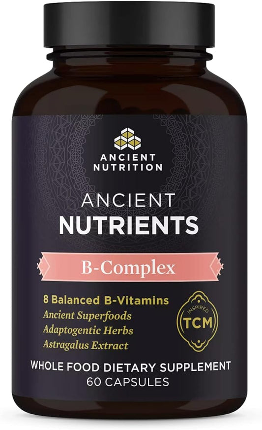 Ancient Nutrition Vitamin B Complex Supplement, 8 Balanced 60 Capsules