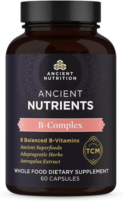 Ancient Nutrition Vitamin B Complex Supplement, 8 Balanced 60 Capsules
