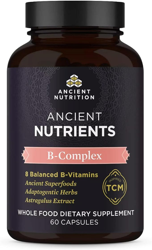 Ancient Nutrition Vitamin B Complex Supplement, 8 Balanced 60 Capsules