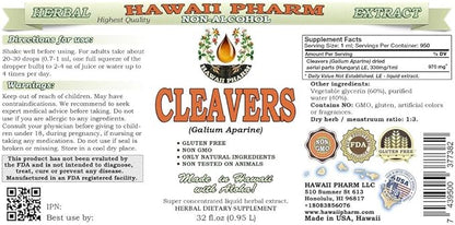 Cleavers Alcohol-Free Liquid Extract, Organic Cleavers 2x32 oz