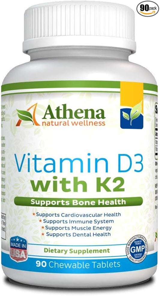 Athena - Vitamin D3 2000IU K2 (MK7) (MK7) - 90 Chewable