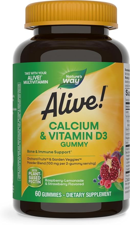 Nature's Way Alive! Daily Calcium & D3 Gummies, 60 Gummies