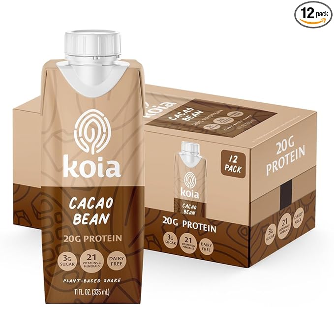 Koia - Plant Based Protein Shake 20g Protein, 3g Sugar, 6g Prebiotic 21 Vitamins 11 fl 12 Bottles