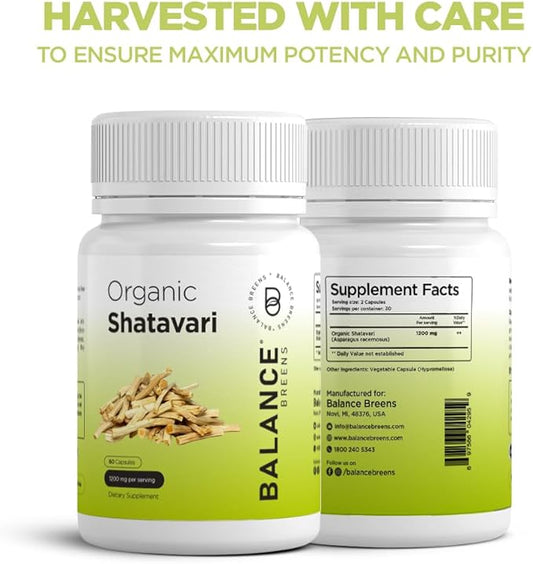 Organic Shatavari Capsules 1200mg 60 Capsules