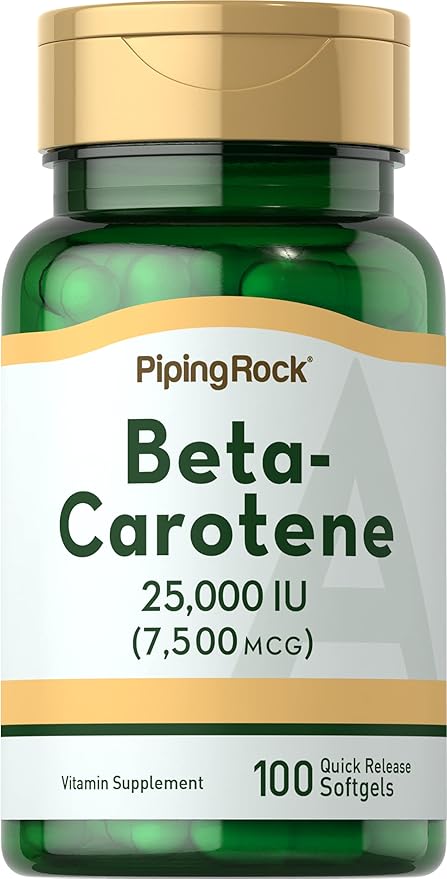 Piping Rock Beta Carotene 25000 IU Softgels 7500 mcg 100 Count