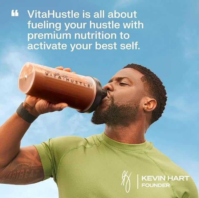 VitaHustle ONE - Superfood Meal Replacement Powder, Plant Based Protein Shake Powder, Vegan. 86 Superfoods, Vitamins, & Minerals, Ashwagandha, Adaptogens. Founded by Kevin Hart. (Chocolate & Vanilla 2-Pack)