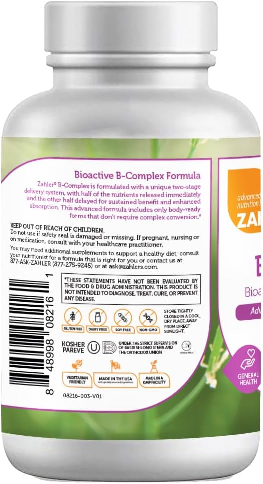 Zahler B Complex, Bioactive B-Complex Vitamins 120 Timed