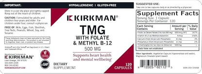 TMG (Trimethylglycine) 500 mg w/Folinic Acid & B12 Capsules - Hypo 120 capsules