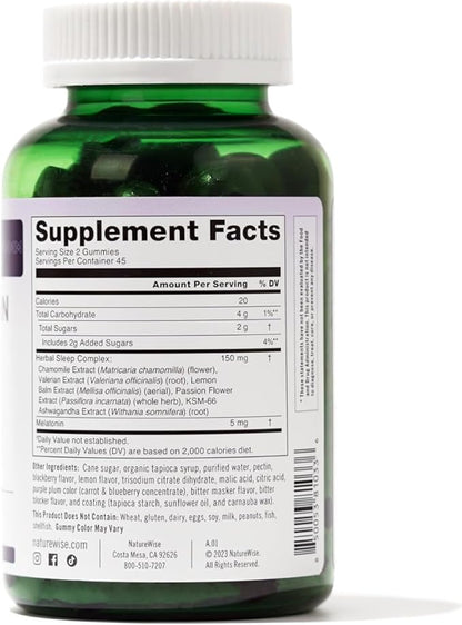 NatureWise Melatonin Gummies 5mg + 90 Gummies[45-Day Gummies[45-Day Supply]