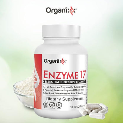 Organixx Enzyme 17 Essential Digestive Enzymes, 80 Veggie