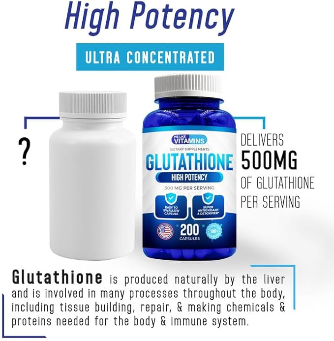 We Like Vitamins Glutathione 500mg Per Serving 200 Glutathione