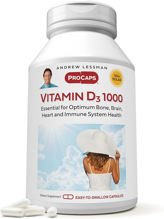 Andrew Lessman Vitamin D3 1000 IU 180 Capsules – High Potency, Essential for Calcium Absorption, Supports Bone Health, Healthy Muscle Function, Immune System and More. Small Easy to Swallow Capsules