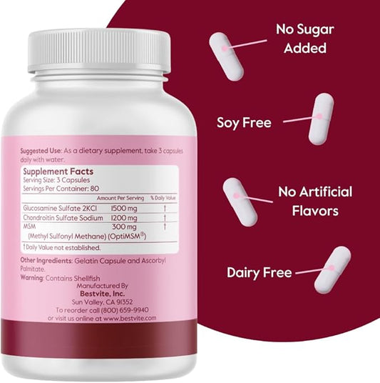 BESTVITE Glucosamine Chondroitin MSM 500/400/100 per (240 Capsules)