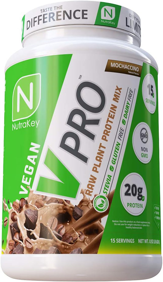 NutraKey V-Pro, Raw Plant Protein Powder, 20g of 2-Pound