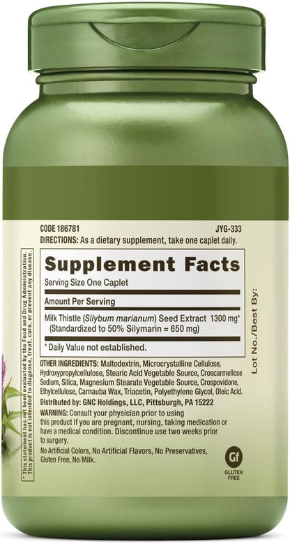 GNC Herbal Plus Milk Thistle 1300mg 120 Count