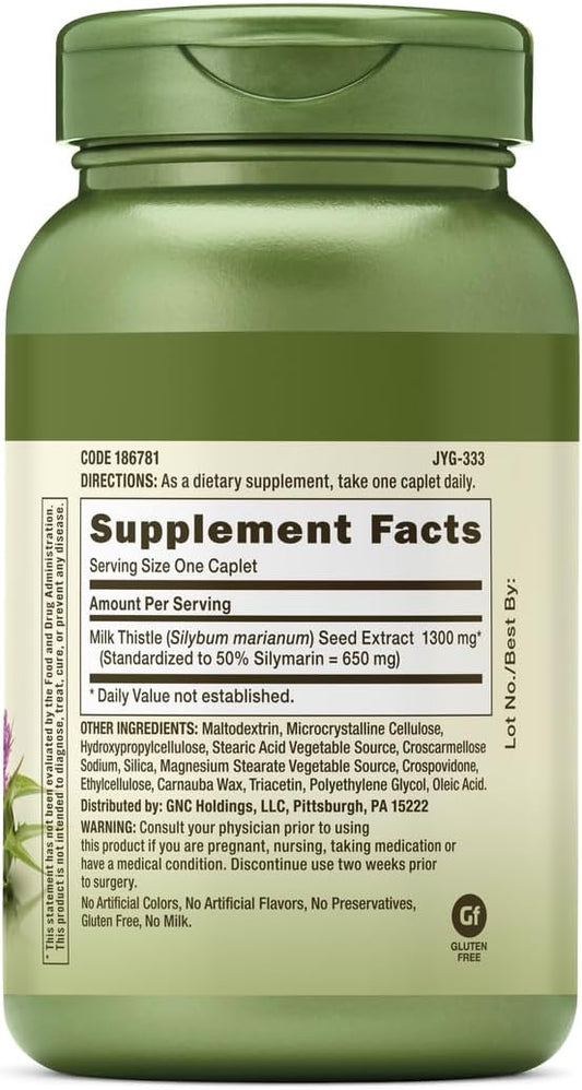 GNC Herbal Plus Milk Thistle 1300mg 120 Count