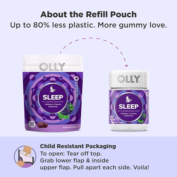 OLLY Sleep Gummy, 3 mg Melatonin, 30 Day 60 Count