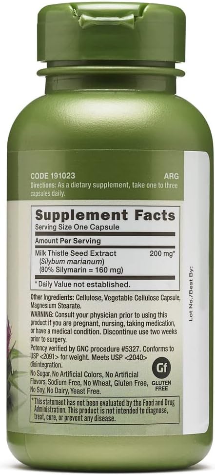 GNC Herbal Plus Milk Thistle, 200mg, 100 ea