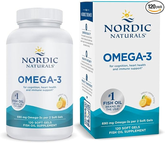 Nordic Naturals Omega-3, Lemon Flavor 120 Soft 690 mg Omega-3 - 60 Servings