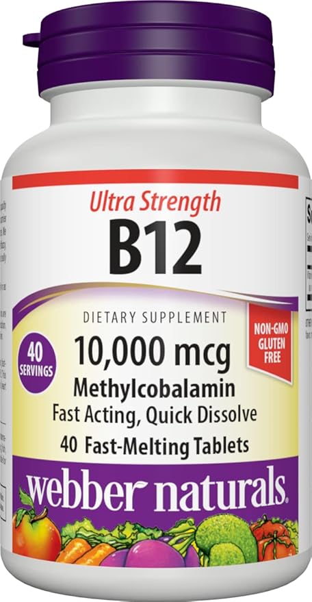 Webber Naturals Vitamin B12 10,000 mcg 40 Count,